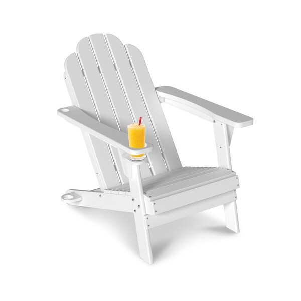 Casainc Traditional Curveback Plastic Patio Adirondack Chair with Cup Holder and umbrella holder Outdoor