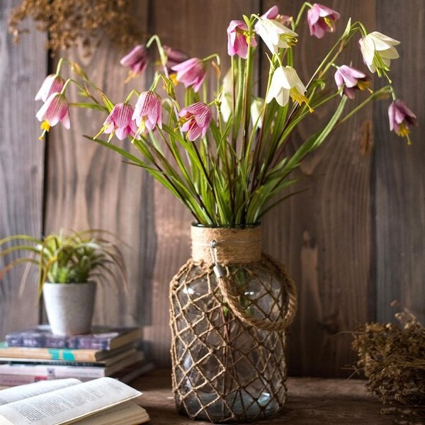 RusticReach Silk Fritillaries Lily Flower Stem in Pink or Purple 26 Tall