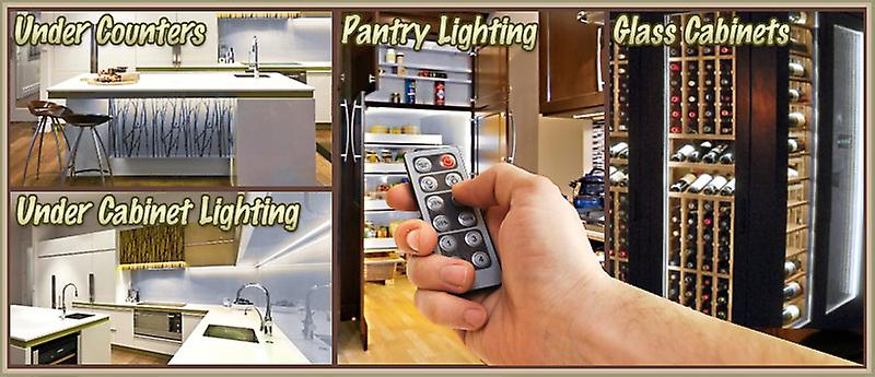 16.4' ft Cool White Kitchen Counter Cabinet LED Lighting Strip + Dimmer + Remote + Wall Plug 110V - Counters Microwave Glass Cabinets Floor Night Light Lamp Waterproof Flexible DIY 110V-220V