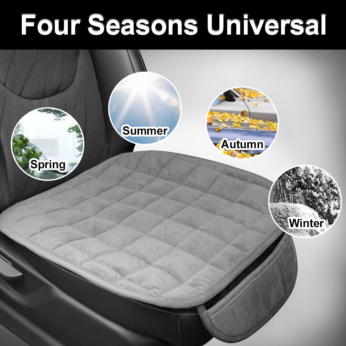 2pcs Front Car Seat Cover Breathable Plush Pad Chair Cushion Universal Gray