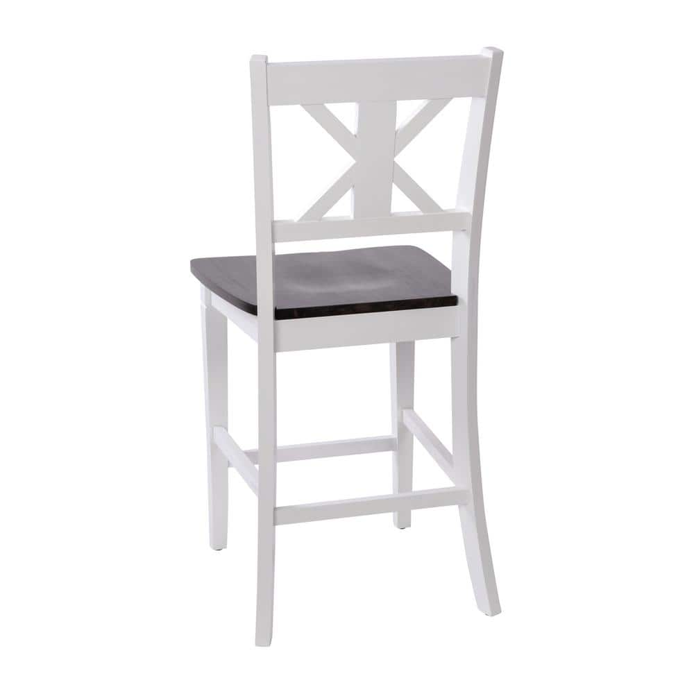 Carnegy Avenue 41.5 in. White Wash Full Wood Bar Stool with Wood Seat CGA-ES-520595-WH-HD