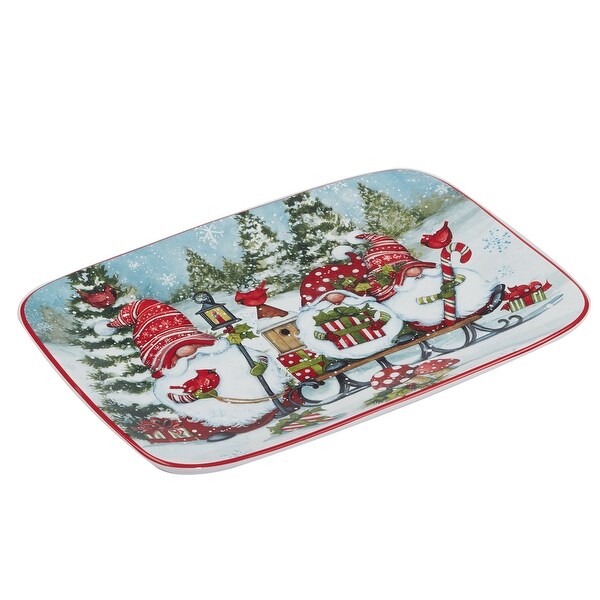 Certified International Christmas Gnomes Rectangular Platter 14 x 10