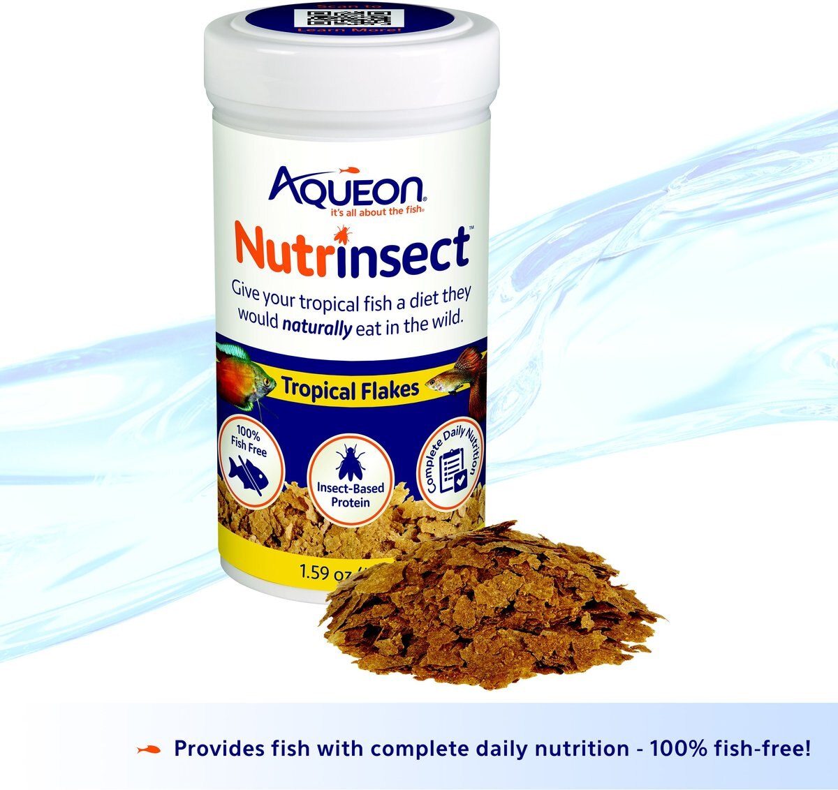 Aqueon Nutrinsect Fish Food Tropical Flakes， 1.59-oz