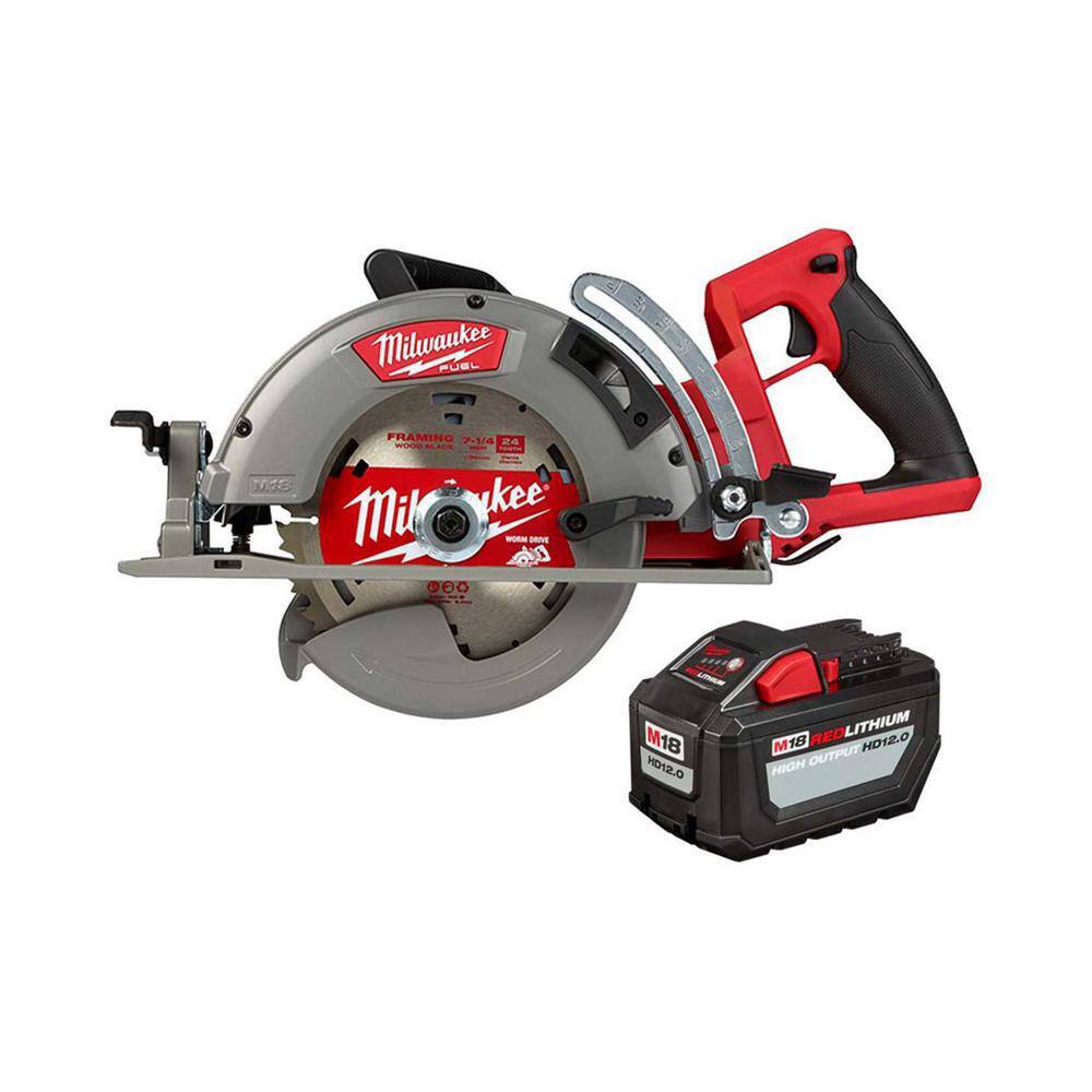 MW M18 FUEL 18V Lithium-Ion Cordless 7-14 in. Rear Handle Circular Saw  High Output 12.0Ah Battery 2830-20-48-11-1812