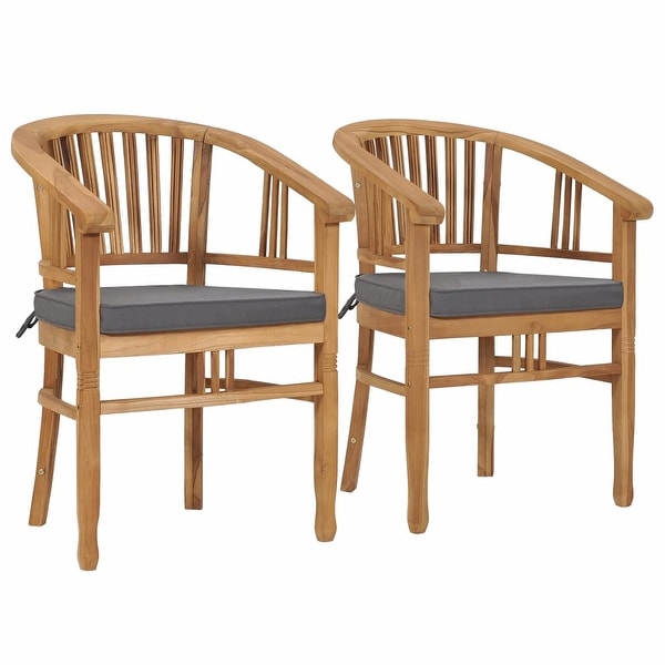 vidaXL Patio Chairs with Cushions 2 pcs Solid Teak Wood