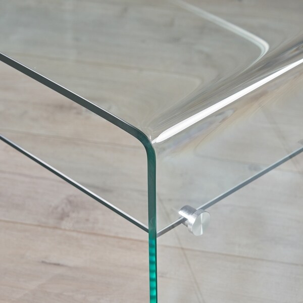 Ramona Glass Rectangle Coffee Table with Shelf by Christopher Knight Home