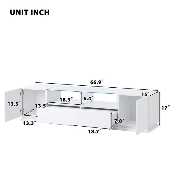 Modern High Gloss TV Stand with Tempered Glass