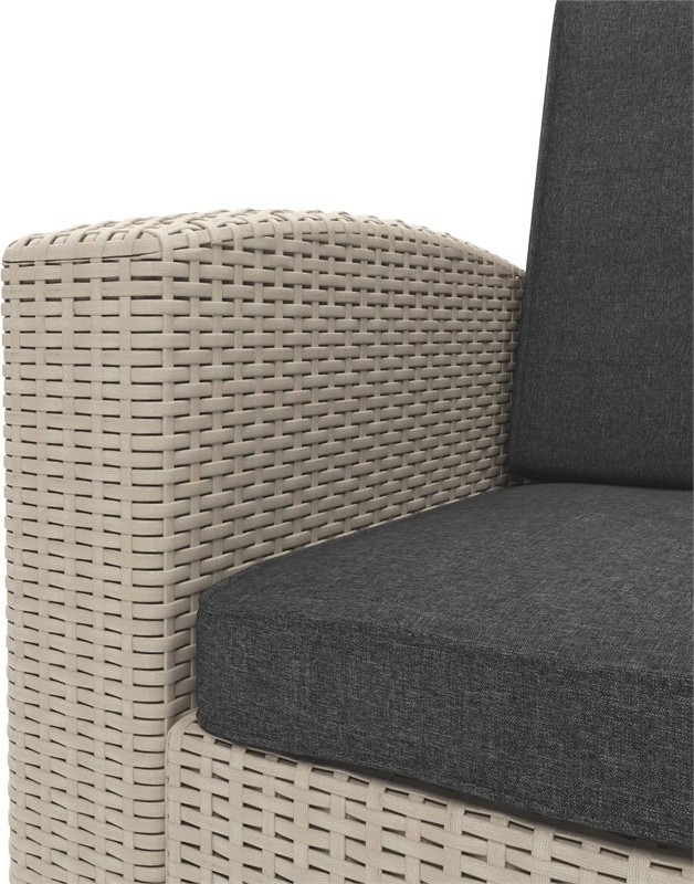 4pc  Weather Beige Wicker / Rattan Patio Set Dark Grey Cushions   Tropical   Outdoor Lounge Sets   by Homesquare  Houzz