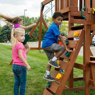 Swing-N-Slide Playsets Sedona Summit Complete Wooden Outdoor Playset with Slide Picnic Table Swings and Backyard Swing Set Accessories PB 8380