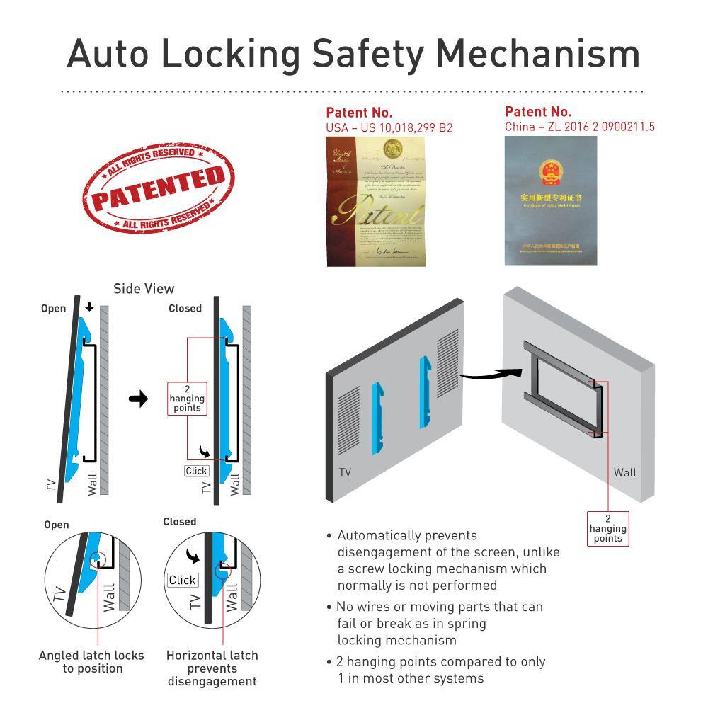 Barkan a Better Point of View Barkan 13 in to 39 in Tilt Flat  Curved TV Wall Mount up to 88 lbs E210+.B