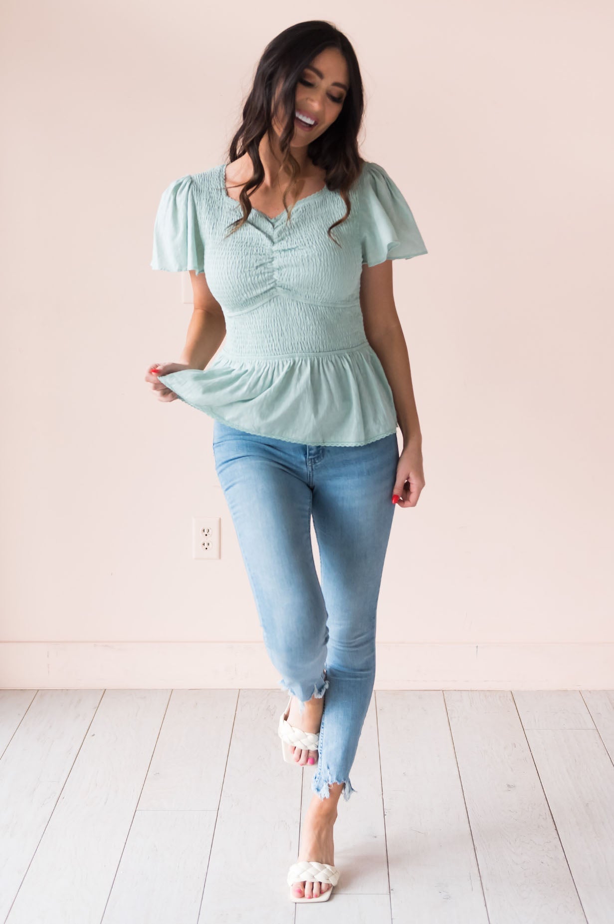 Joy Found Me Modest Peplum Blouse