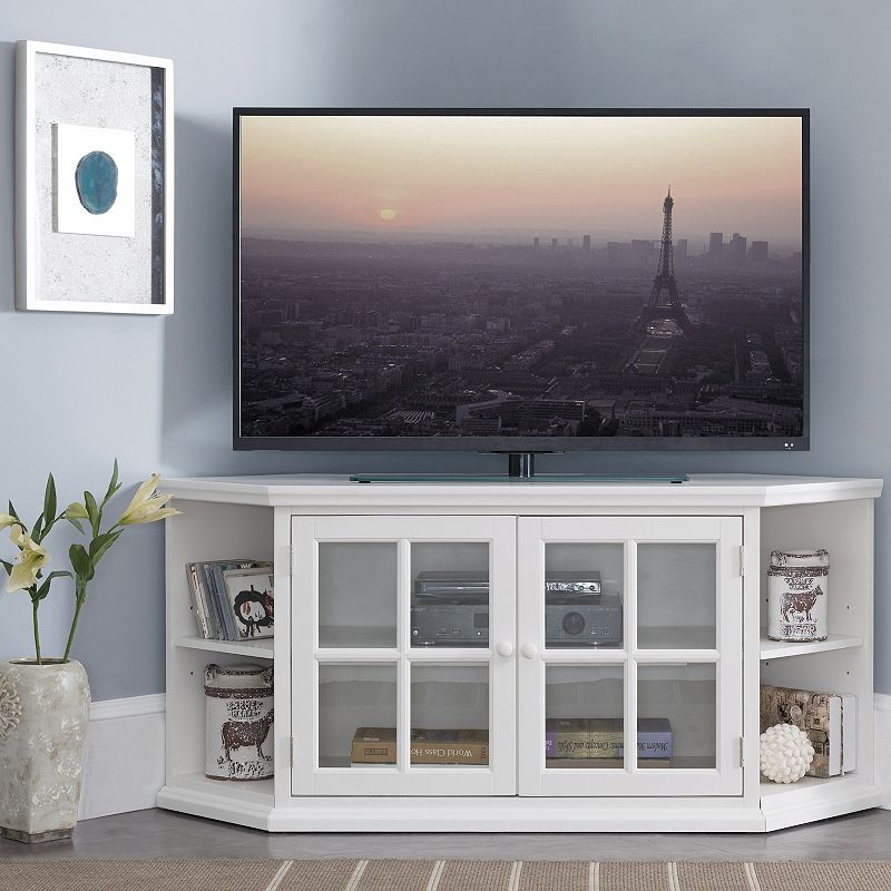 Leick Furniture Cottage White 56 Corner TV Console