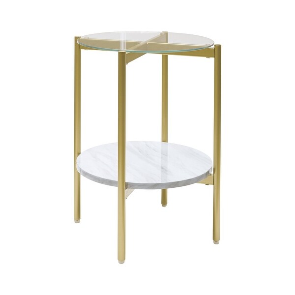 Signature Design by Ashley Wynora Gold-tone and White Faux Marble End Table