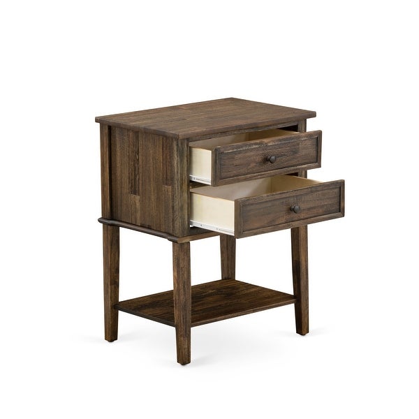 Wood Night Stand with 2 Wood Drawers for Bedroom - Stable and Sturdy Constructed (Finish Options Available)