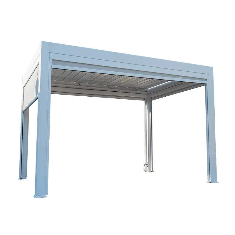 Factory customized white gazebo metal roof homebase louvered roof yardistry electrical pergola