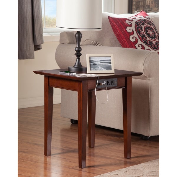 Shaker End Table with Charging Station in Walnut