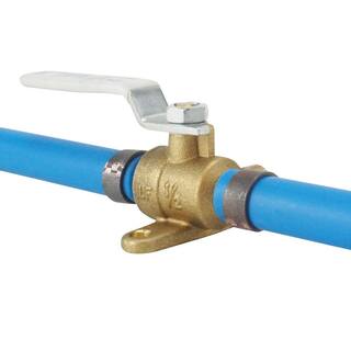 Apollo 12 in. Brass PEX-B Barb Ball Valve with Drain and Mounting Pad APXV12WD