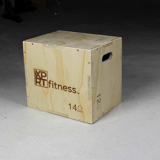 XPRT Fitness 3 in 1 Wood Plyometric Jump Box Fitness Training Conditioning Step Exercise  Size 16/14/12