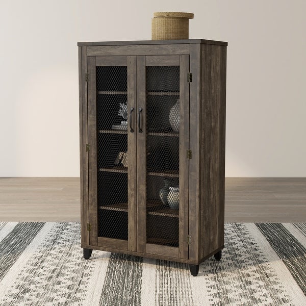 DH BASIC Rustic 5-shelf Reclaimed Oak Shoe Cabinet by Denhour - - 31091197