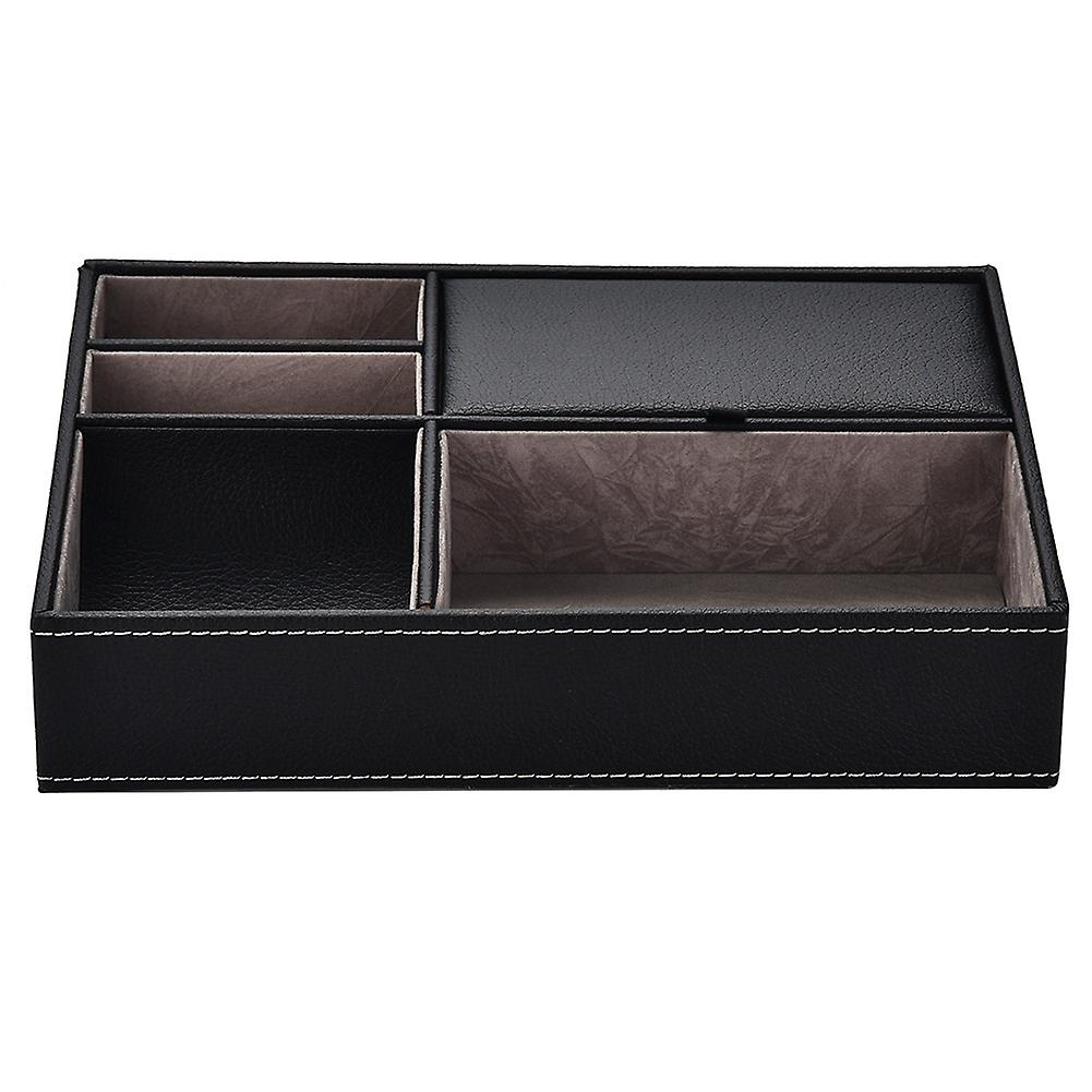 Multi Functional Pu Leather Desktop Stationery Business Office Supplies Storage Box