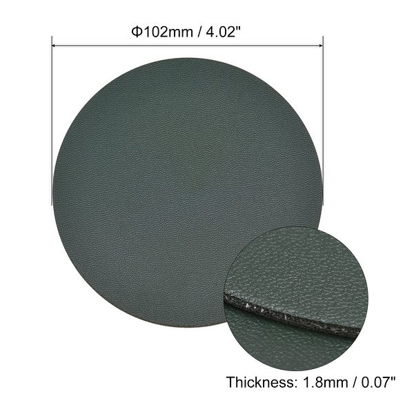 102mmRound Coasters PU Cup Mat Pad for Tableware Dark Green 6pcs - Dark Green