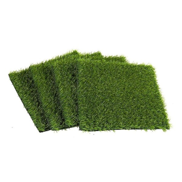 4 Pack Artificial Grass Turf Tiles for DIY Crafts，12x12 in Green Square Mats