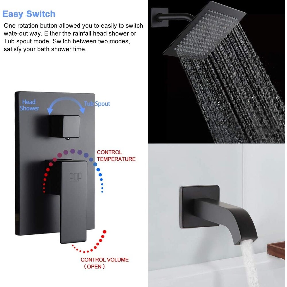 American Imaginations Wall Mount Stainless Steel Shower Kit In Black Color