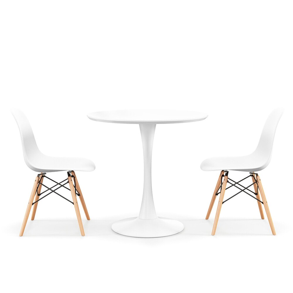 Gymax 3 Piece Dining Kitchen Set Modern Round DiningTable Chairs Set