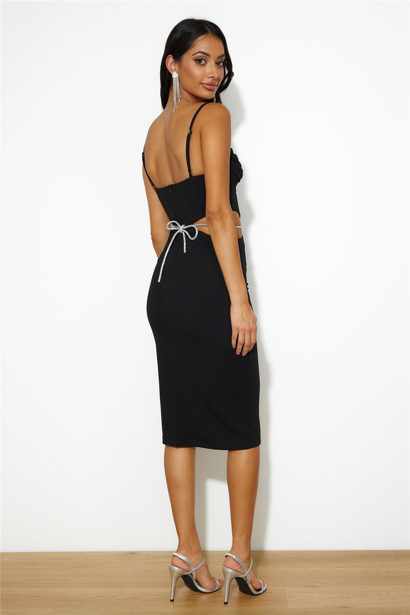 Sipping Cocktails Midi Dress Black