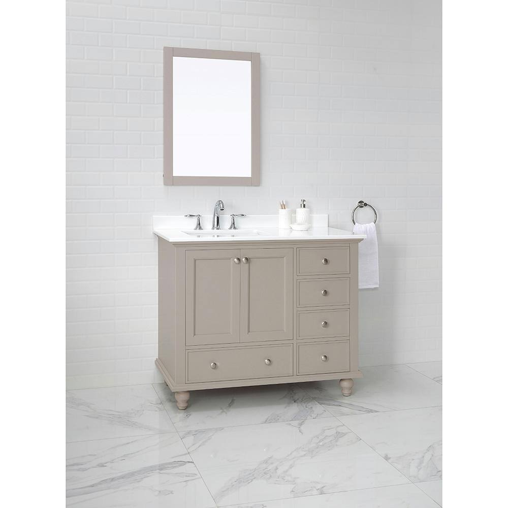 Home Decorators Collection Orillia 42 in. W x 22 in. D Vanity in Greige with Marble Vanity Top in White with White Sink Orillia 42G