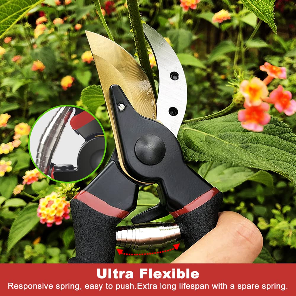 Muerk 8.7"Bypass Pruning Shears for  Garden - Heavy-Duty, Ultra Sharp Pruners Made with Japanese Grade Stainless Steel - Perfectly Cutting Through Anything in Your Yard