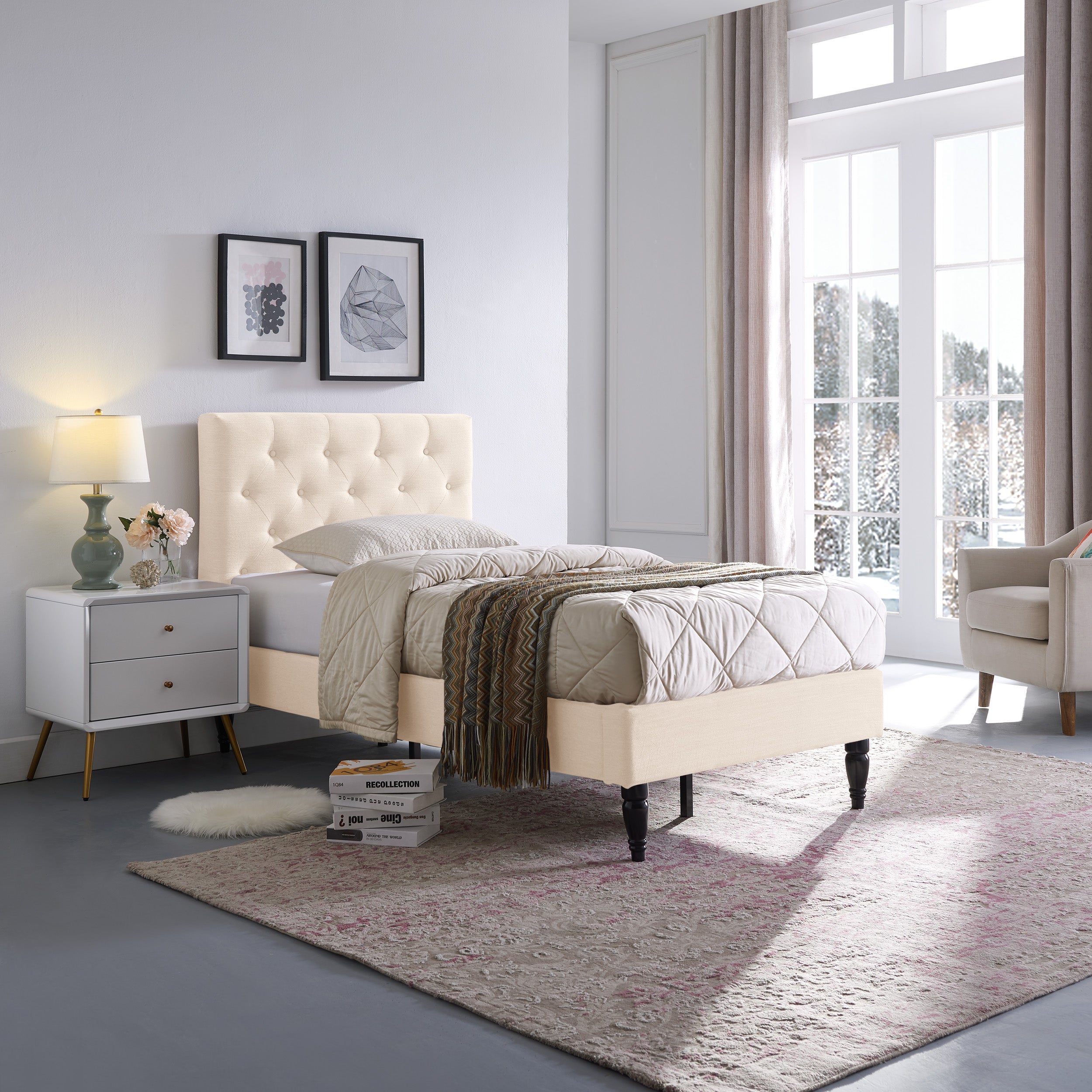 Agnes Contemporary Upholstered Platform Bed