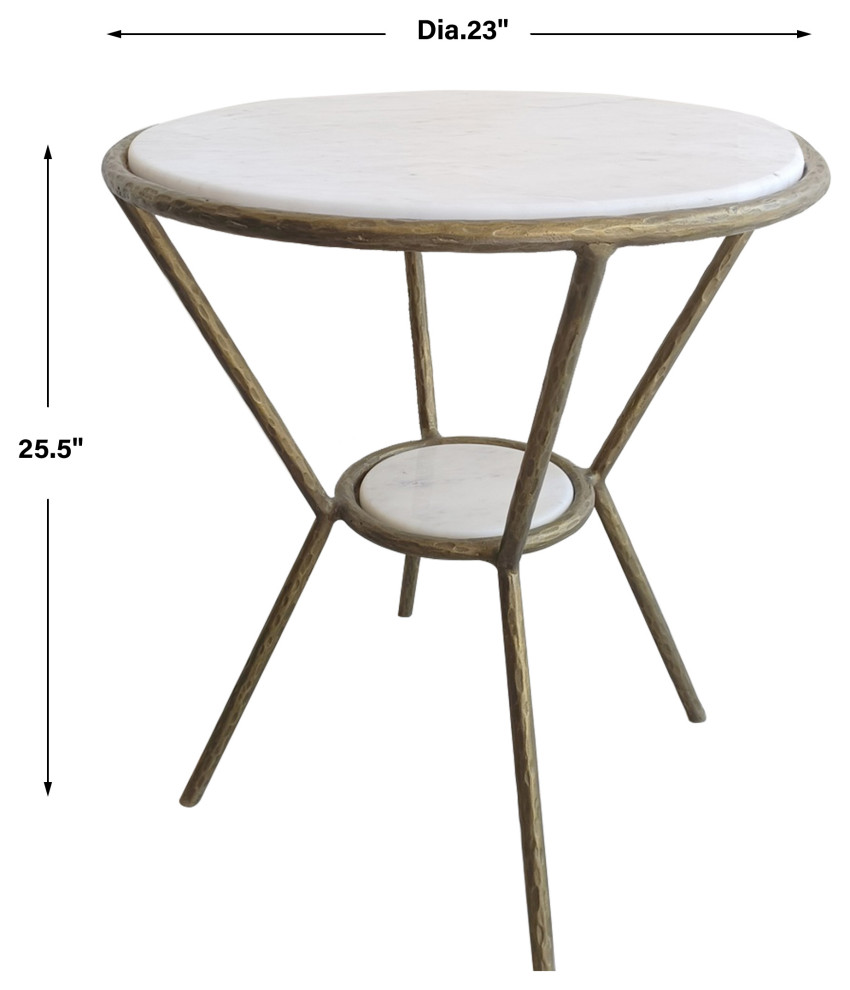 Uttermost Refuge Round White Side Table   Midcentury   Side Tables And End Tables   by Uttermost  Houzz