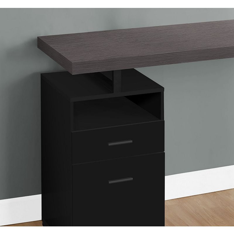 60 Black and Gray Contemporary Rectangular Computer Desk with Drawers