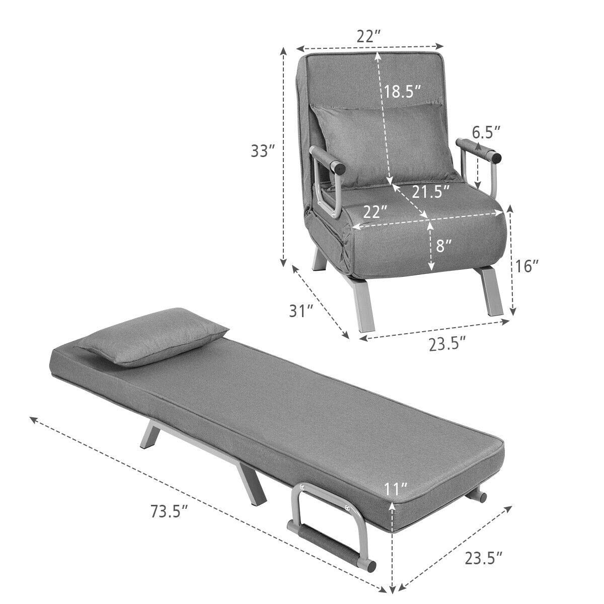 Giantex Convertible Sofa Bed Sleeper Chair