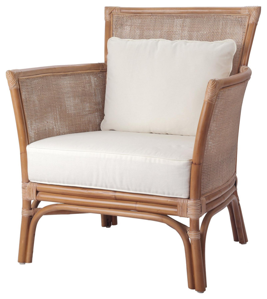 Mutame Rattan Accent Arm Chair  Canary Brown   Tropical   Armchairs And Accent Chairs   by Virgil Stanis Design  Houzz