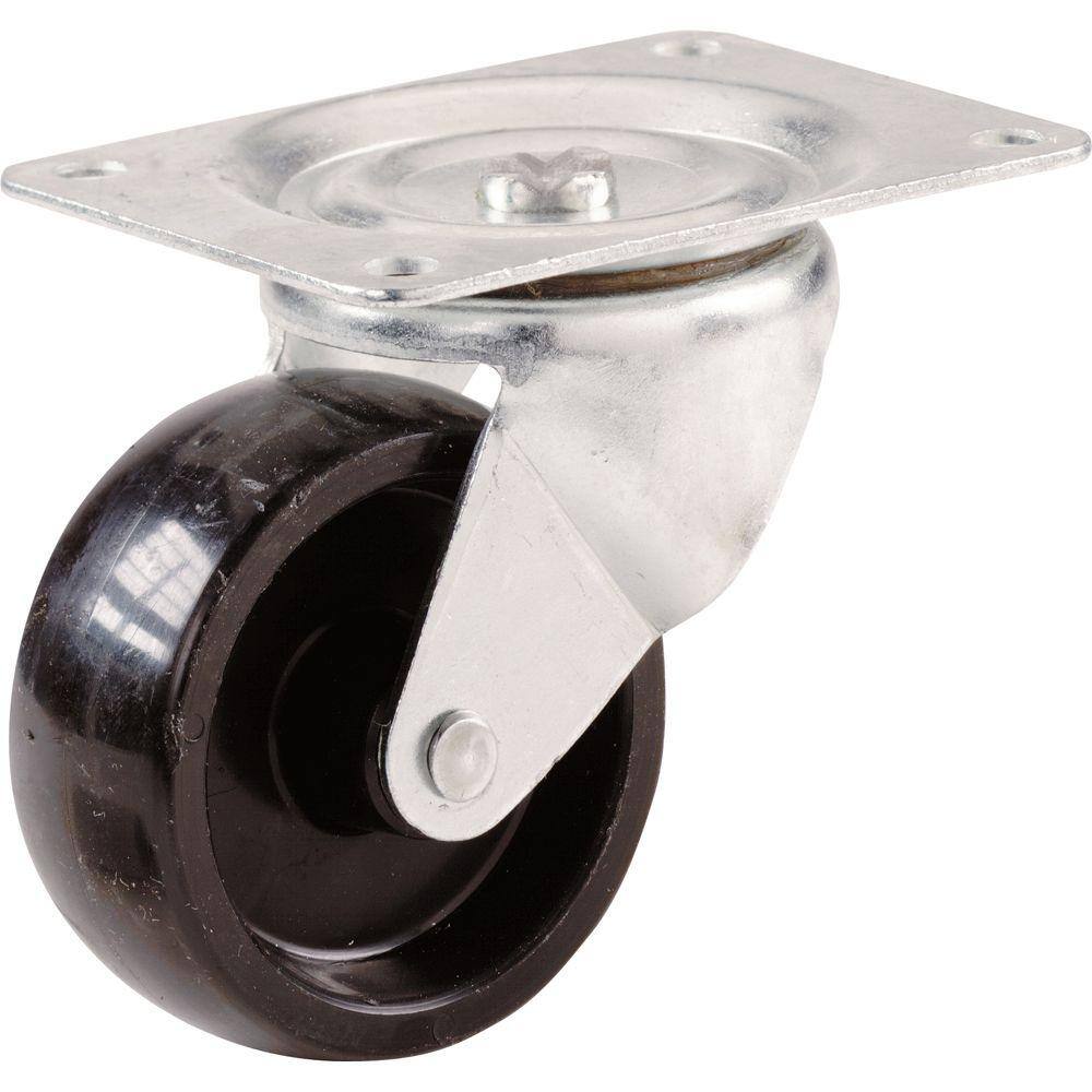 Shepherd 3 in. Black Polypropylene and Steel Swivel Plate Caster with 210 lb. Load Rating 9394