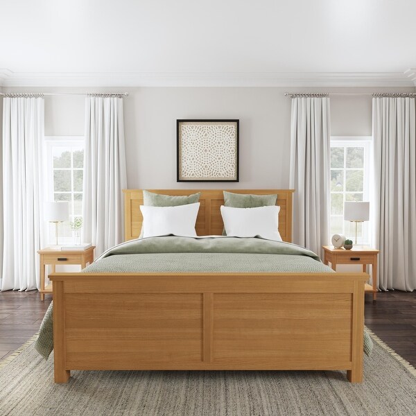 Oak Park Brown Wood 3- Piece King Bed and Two Nightstands Set by Homestyles - - 36579234