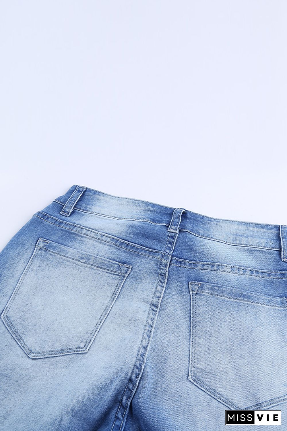 Faded Mid High Rise Jeans with Holes