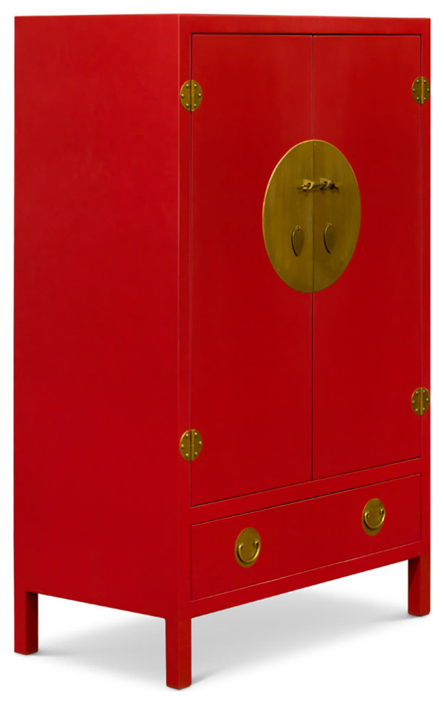 Red Elmwood Ming Wedding Armoire   Asian   Entertainment Centers And Tv Stands   by China Furniture and Arts  Houzz