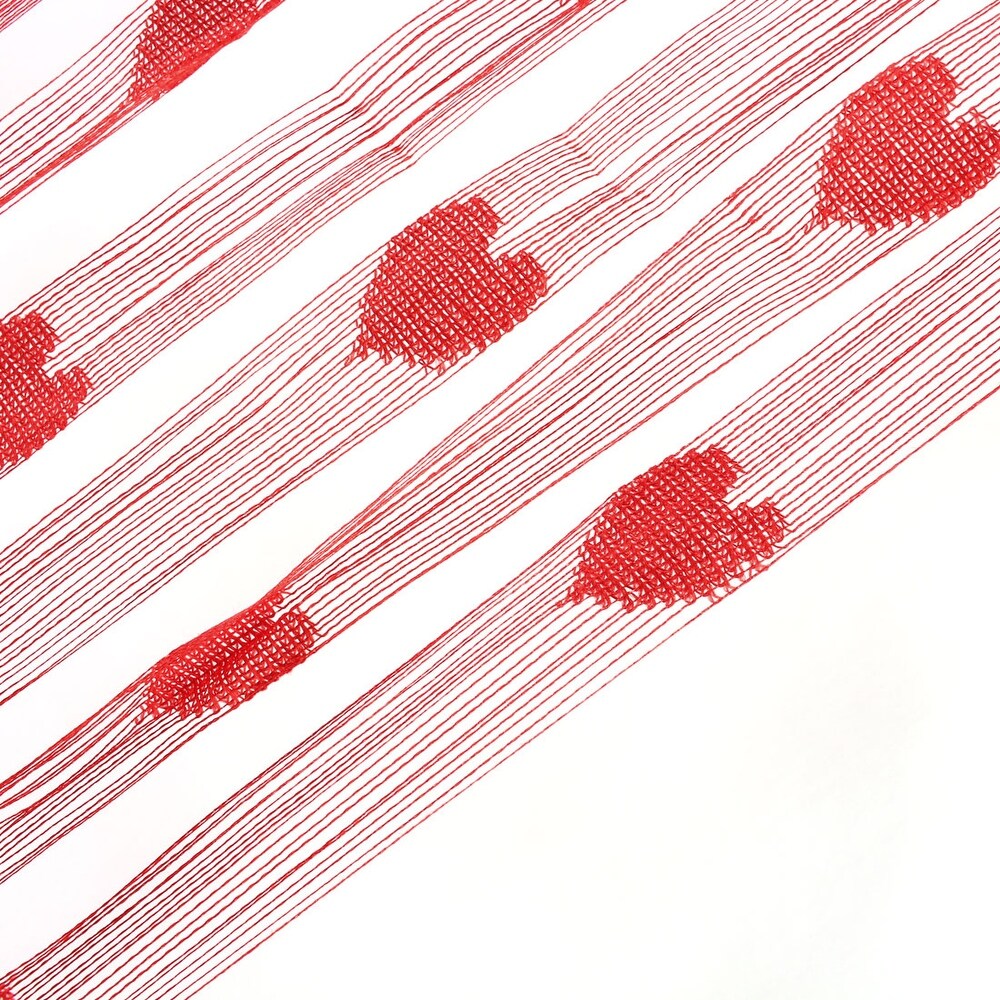 Window Heart Pattern Tassel Panel Divider Decoration String Curtain Red