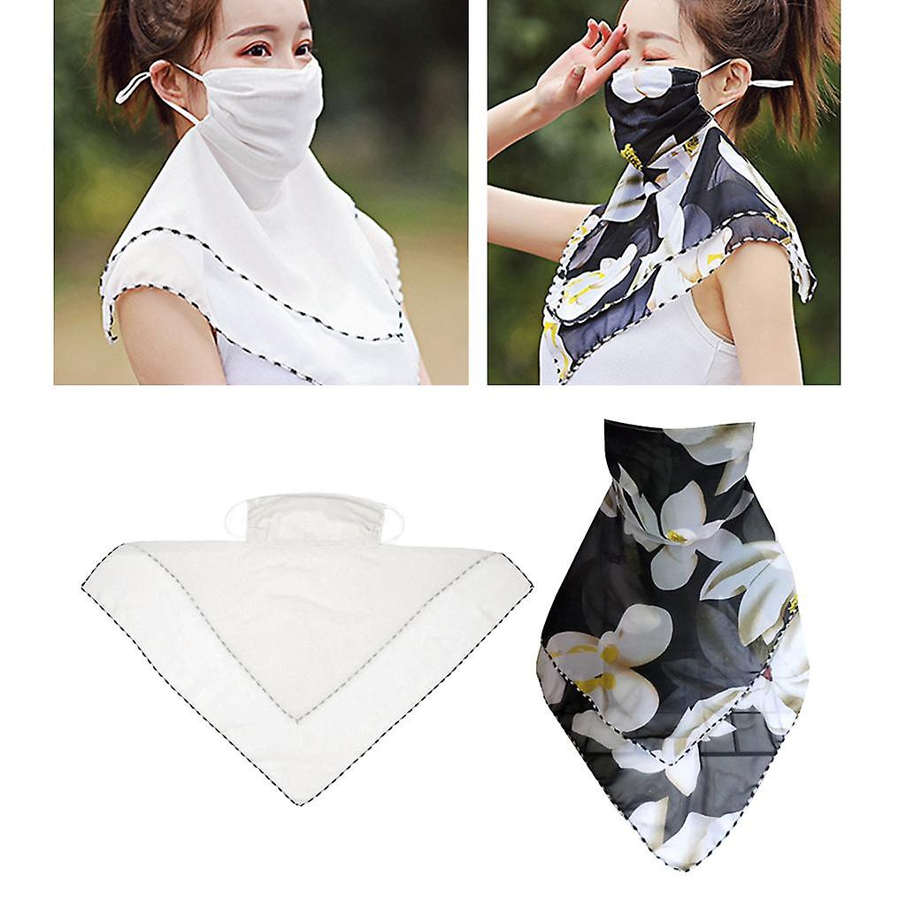 2pcs Half Face Mask Scarves Neck Gaiter Travel Uv Protection Thin Silky