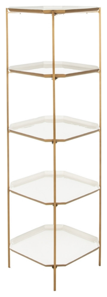 Coni 5 Tier Etagere/Bookcase  White/Brass   Contemporary   Bookcases   by Rustic Home Furniture Deco  Houzz