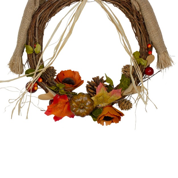 Tan And Orange Fall Harvest Scarecrow Wreath Wall Decor