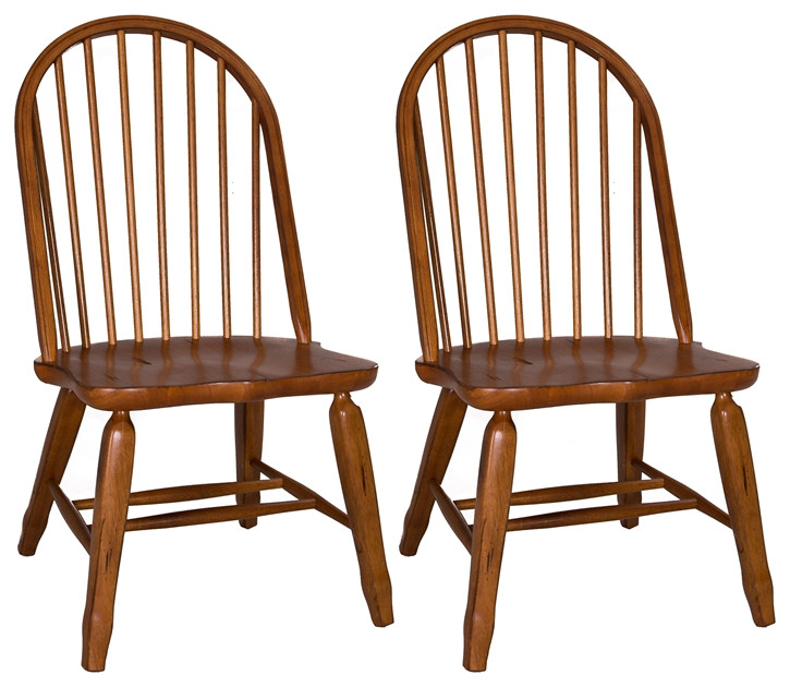 Treasures Medium Brown Bow Back Side Chair    Oak Set of 2   Midcentury   Dining Chairs   by Homesquare  Houzz