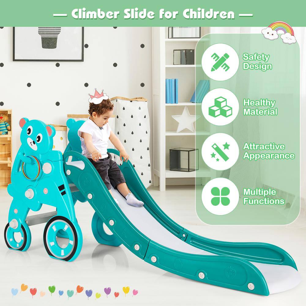 Costway 4-in-1 Foldable Baby Slide Toddler Climber Slide PlaySet with Ball Green TS10006GN