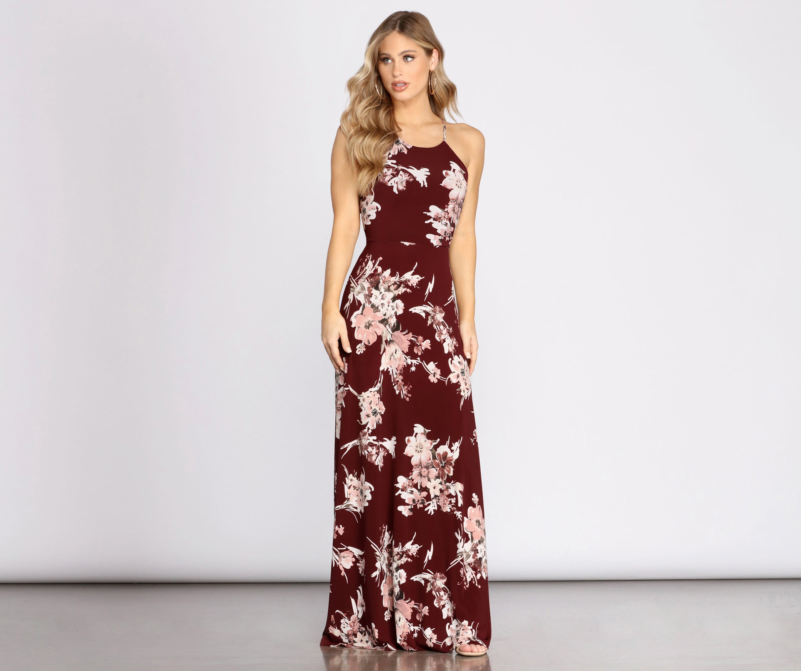 Fine In Florals High Neck Maxi Dress