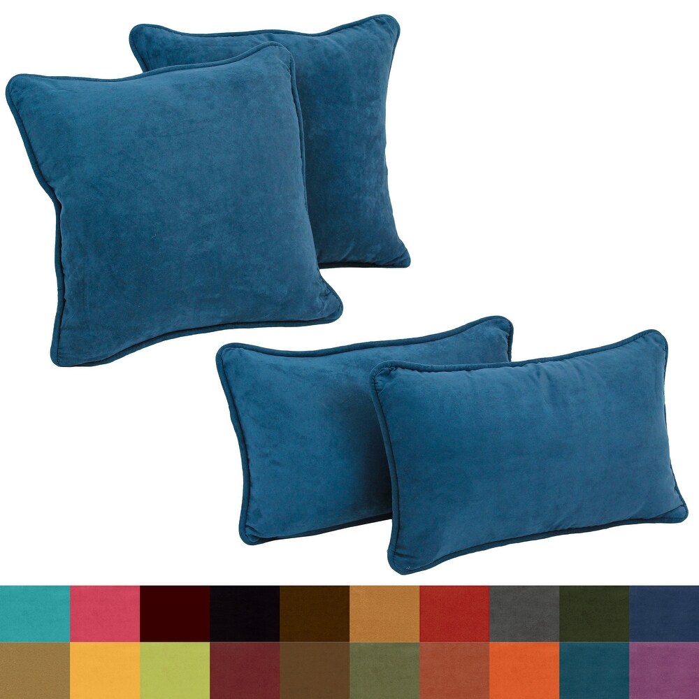 Blazing Needles Delaney Microsuede Throw Pillow Set (Set of 4)