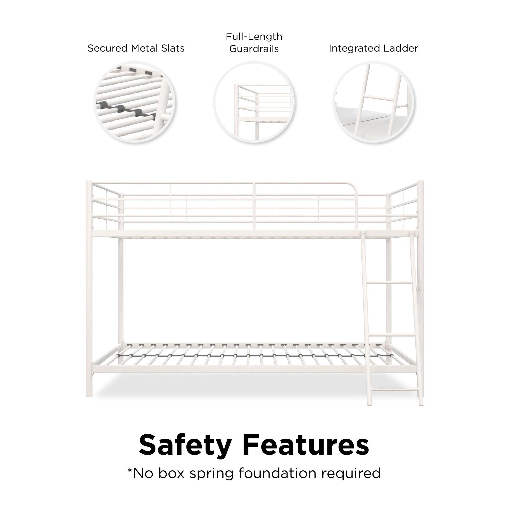 Mainstays Small Space Junior Twin over Twin Metal Bunk Bed, Off White