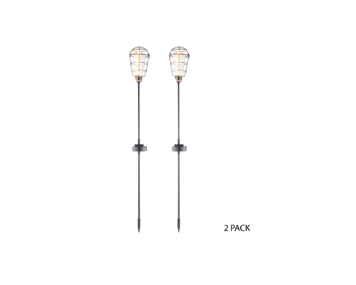 Alpine Solar Edison Bulb Garden Stake with LED Lights， Set of 2 - QLP572SLR-2